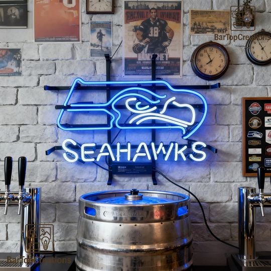 Seattle Seahawks Glass Neon Sign