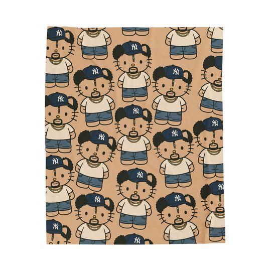 Coquette Bad Bunny Hello Kitty Throw Blanket