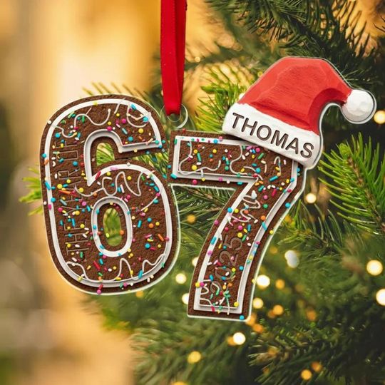 Funny Six Seven Acrylic Ornament, Gen Z Slang Christmas Tree Decoration, 6 7 Teenager Keepsake, Teen Boy Tween Meme Holiday Gift