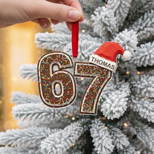 Funny Six Seven Acrylic Ornament, Gen Z Slang Christmas Tree Decoration, 6 7 Teenager Keepsake, Teen Boy Tween Meme Holiday Gift