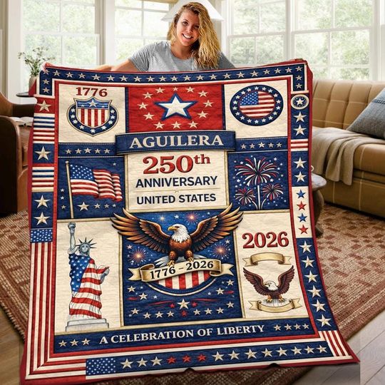 Custom Name United States 250th Anniversary Blanket, 17762026 Patriotic American Blanket, USA 250th Anniversary Gift, 4th of July Blanket