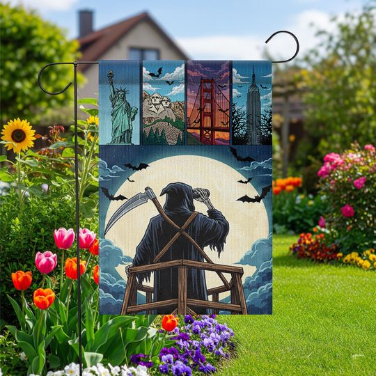 Grim Reaper Garden Flag: Spooky Halloween Yard Decor