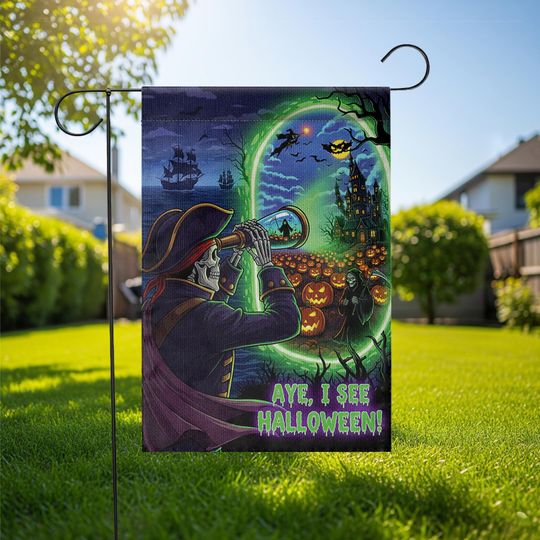 Pirate Skeleton Halloween Garden Flag: Spooky Nautical Decor