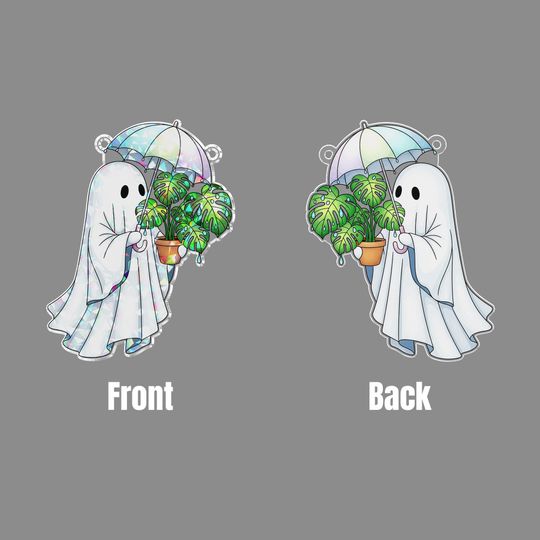 Holographic Ghost Plant Suncatcher: Broken Glass Effect Acrylic Window Decor
