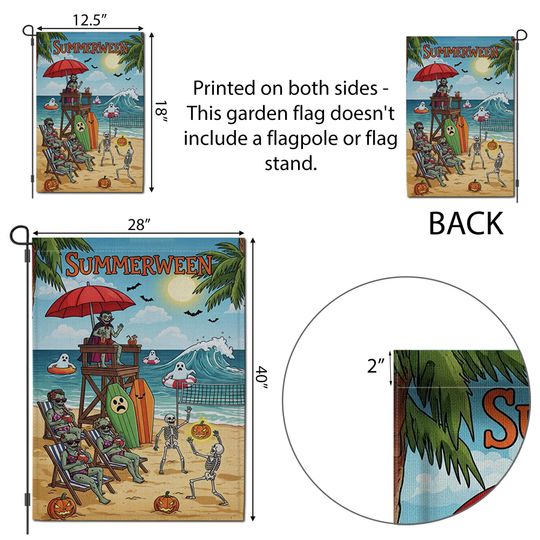 Summerween Beach Flag: Funny Halloween Garden Decor