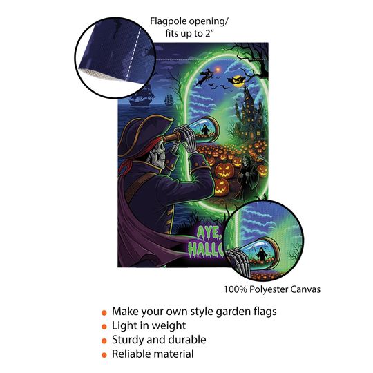 Pirate Skeleton Halloween Garden Flag: Spooky Nautical Decor
