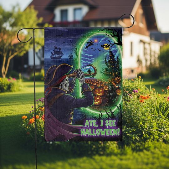 Pirate Skeleton Halloween Garden Flag: Spooky Nautical Decor