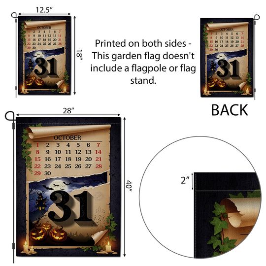 Halloween Garden Flag: Spooky Ghost, Pumpkins - Double-Sided Outdoor Decor