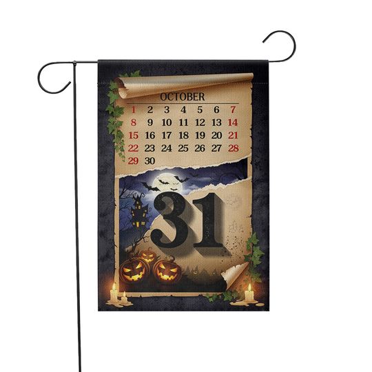 Halloween Garden Flag: Spooky Ghost, Pumpkins - Double-Sided Outdoor Decor