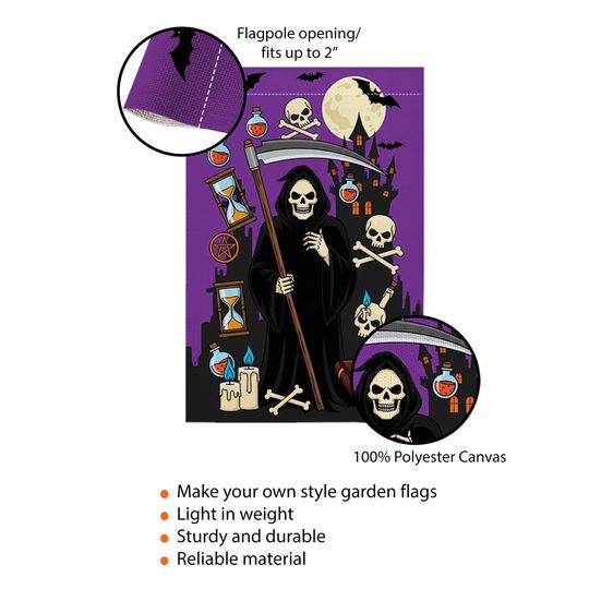 Grim Reaper Halloween Garden Flag: Spooky Gothic Yard Decor