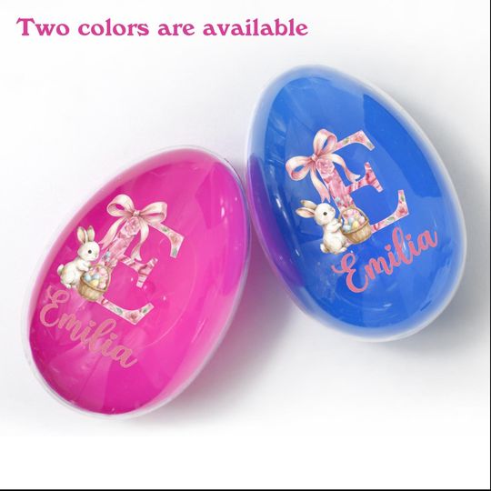 Personalized Jumbo Bunny Easter Egg: Custom Name Floral Monogram