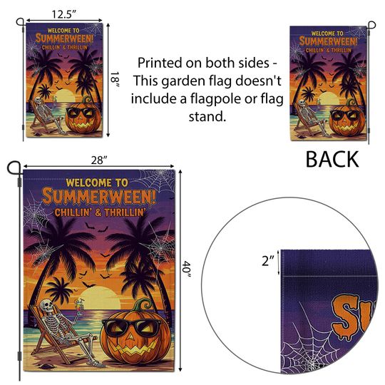 Summerween Garden Flag: Spooky Skeleton Pumpkin Decor