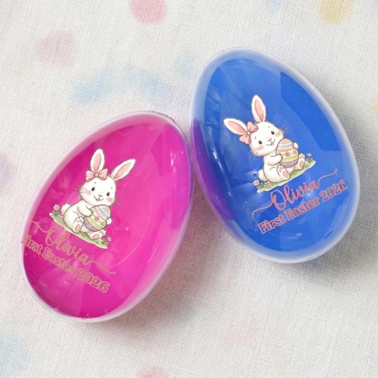 Personalized 2026 First Easter Fillable Egg: Custom Name Pink or Blue Bunny Keepsake