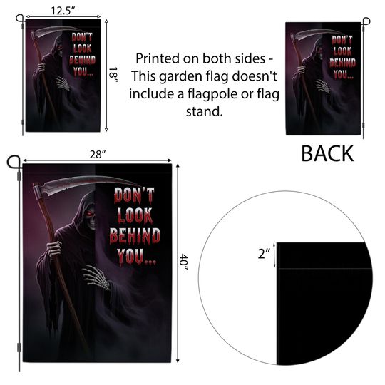 Grim Reaper Halloween Garden Flag: Scary Skeleton Scythe Yard Decor
