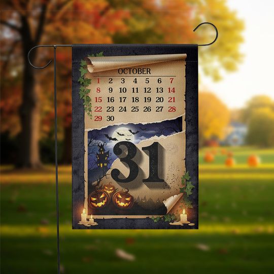 Halloween Garden Flag: Spooky Ghost, Pumpkins - Double-Sided Outdoor Decor