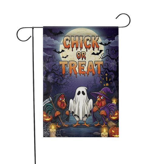 Funny Chicken Halloween Garden Flag: Ghost Rooster Farmhouse Decor