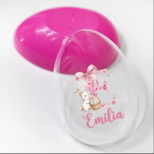 Personalized Jumbo Bunny Easter Egg: Custom Name Floral Monogram