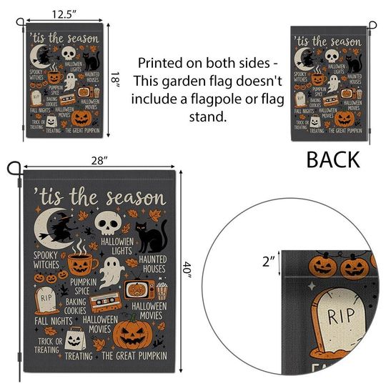 Halloween Garden Flag: Spooky Witch, Pumpkin & Ghost Decor