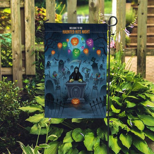 Halloween Garden Flag: Dancing Skeletons & Grim Reaper Yard Decor