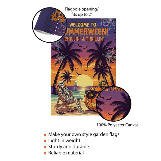 Summerween Garden Flag: Spooky Skeleton Pumpkin Decor