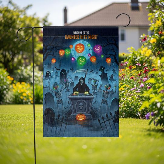 Halloween Garden Flag: Dancing Skeletons & Grim Reaper Yard Decor