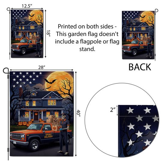 Skeleton Delivery Driver Halloween Garden Flag: Spooky Fall Decor