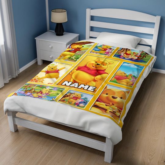Personalized Winnie The Pooh and Friends Blanket, Pooh Bear Blanket
