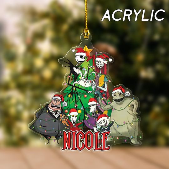 Personalized Name Nightmare Before Christmas Tree Ornament, Nightmare Christmas Ornament
