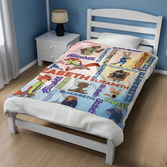 Personalized Watercolor Disney Zootopia Blanket