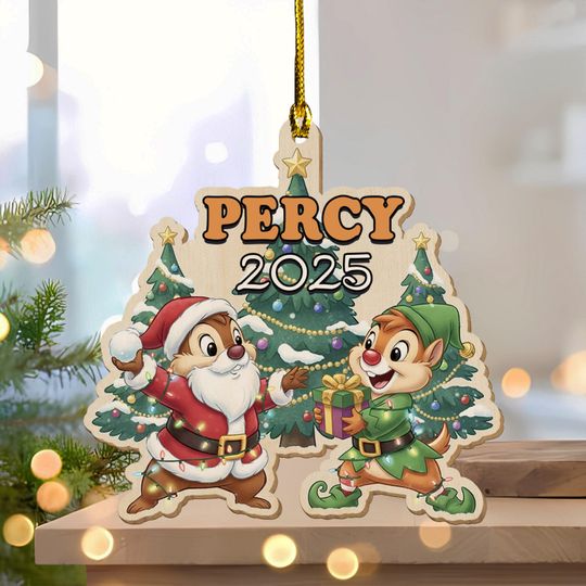 Personalized Chip and Dale Ornament, Custom Christmas Chip N' Dale Ornament