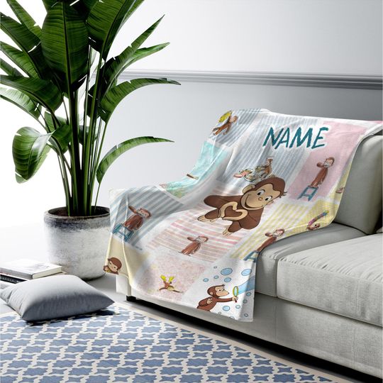 Personalized Curious George Blanket, Curious George Blanket, Custom Name Blanket