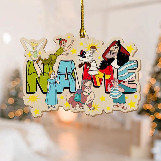 Personalized Peter Pan Christmas Ornament, Tinker Bell Customized 2024 Christmas Tree Decor