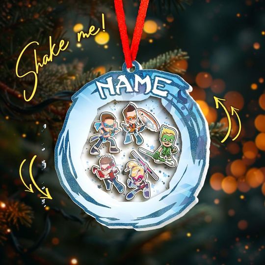 Personalized Ninja Kidz Shaker Ornament, Ninja Kidz Christmas 4D Ornament