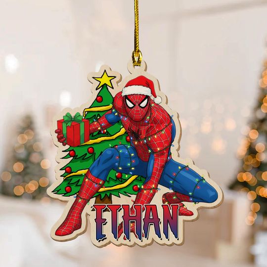 Personalized Spiderman Ornament, Custom Name Spidey Christmas Ornament