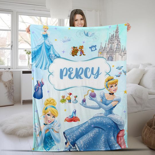 Personalized Cinde Princess Blanket, Disneyland Princess Blanket