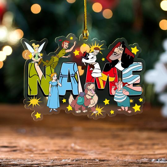 Personalized Peter Pan Christmas Ornament, Tinker Bell Customized 2024 Christmas Tree Decor