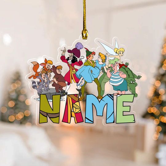 Personalized Peter Pan Christmas Ornament, Tinker Bell Customized 2025 Christmas Tree Decor