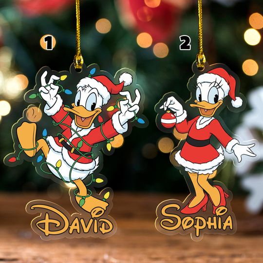 Personalized Donald Duck and Daisy Duck Ornament, Disneyland Ornament Gift
