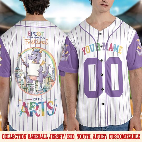 Personalized Figment Baseball Jersey, Custom Epcot Figment Collection Shirt, Disney Dragon Jersey