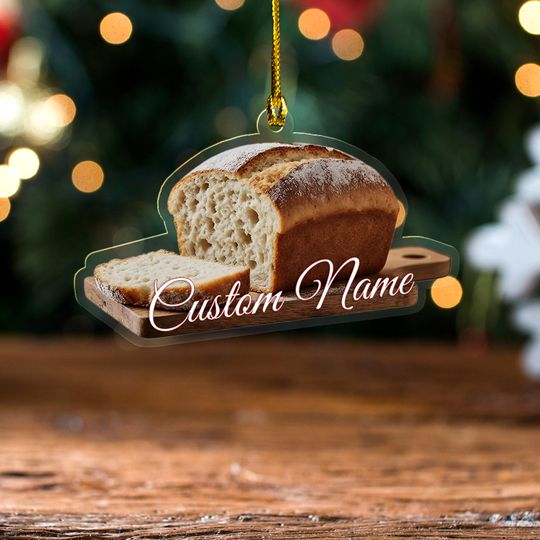 Custom Name Sourdough Bread Christmas Ornament, Flat 2d Ornament