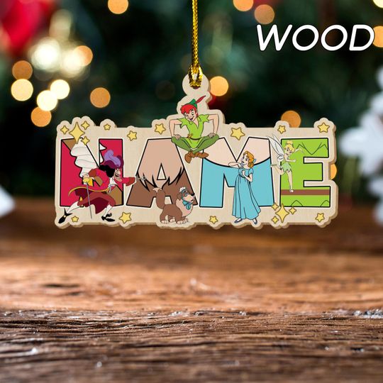 Personalized Peter Pan Christmas Ornament, Tinker Bell Customized 2024 Christmas Tree Decor