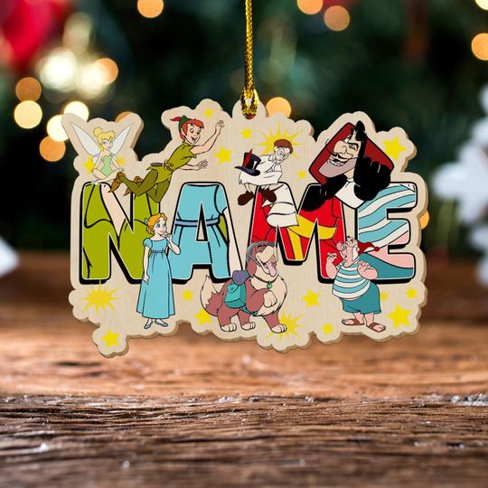 Personalized Peter Pan Christmas Ornament, Tinker Bell Customized 2024 Christmas Tree Decor