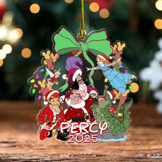 Personalized Peter Pan Christmas Ornament, Tinker Bell Customized 2025 Christmas Tree Decor