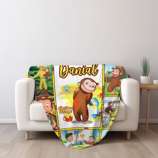 Curious George Blanket, Personalized Curious George Fleece Blanket