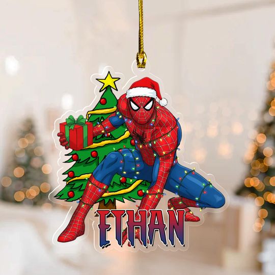 Personalized Spiderman Ornament, Custom Name Spidey Christmas Ornament
