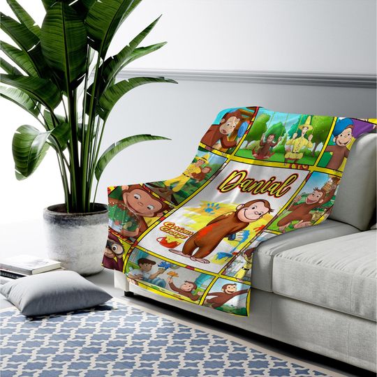 Curious George Blanket, Personalized Curious George Fleece Blanket