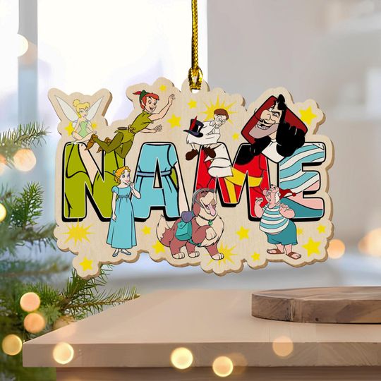 Personalized Peter Pan Christmas Ornament, Tinker Bell Customized 2024 Christmas Tree Decor