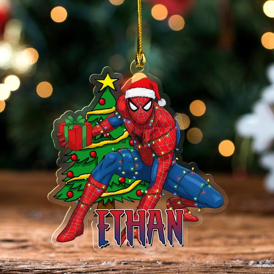 Personalized Spiderman Ornament, Custom Name Spidey Christmas Ornament