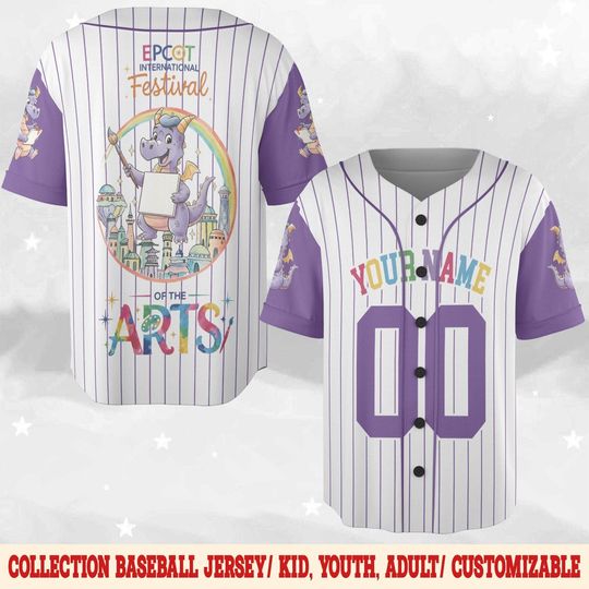 Personalized Figment Baseball Jersey, Custom Epcot Figment Collection Shirt, Disney Dragon Jersey