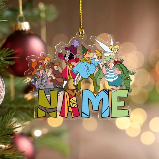 Personalized Peter Pan Christmas Ornament, Tinker Bell Customized 2025 Christmas Tree Decor